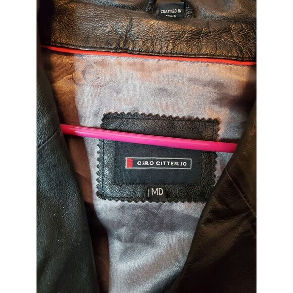 Ciro Citterio Leather Jacket Size Medium Missing Button On Sleeve - Picture 3 of 10